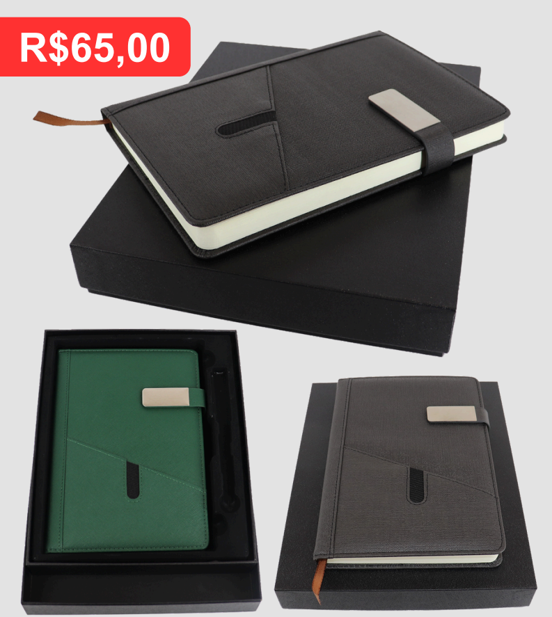 Kit Executivo com Caixa - Brinde personalizado da MV Personalizados