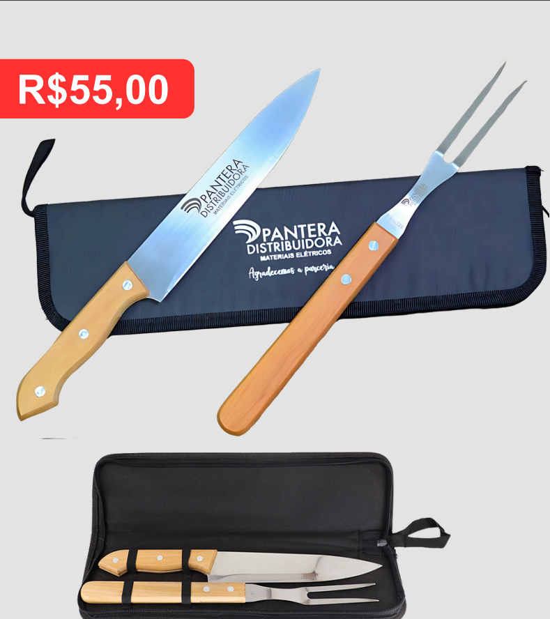 Kit 2 Peças – Maleta, Garfo e Faca SB - Brinde personalizado da MV Personalizados