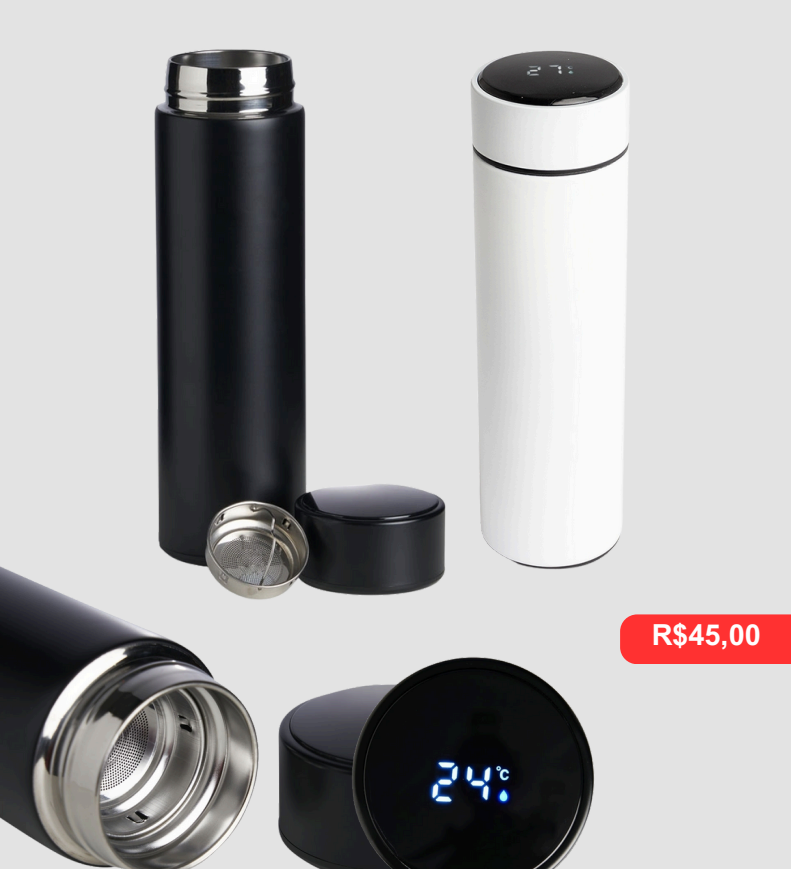 Garrafa Térmica 400ml com Display LED - Brinde personalizado da MV Personalizados