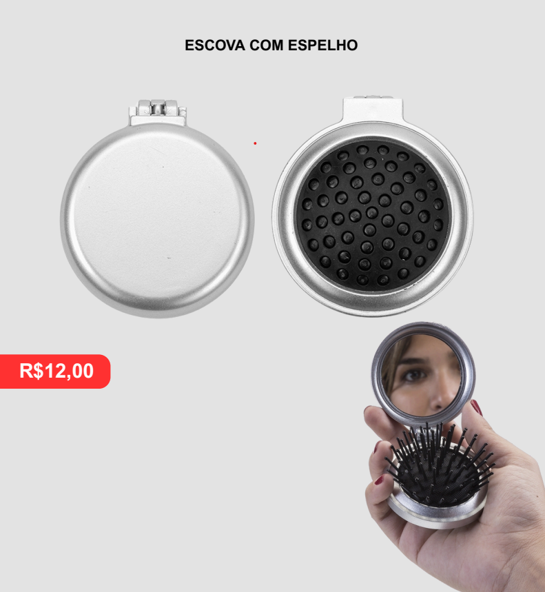 Escova com Espelho - Brinde personalizado da MV Personalizados