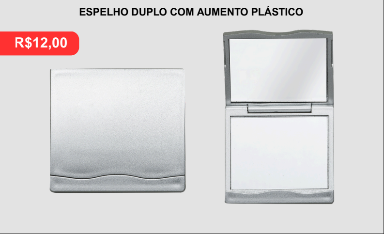 Espelho Duplo com Aumento (Plástico) - Brinde personalizado da MV Personalizados